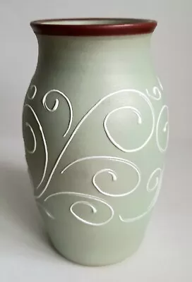 Buy Vintage Denby Stoneware Green Ferndale Vase 8  • 9.95£