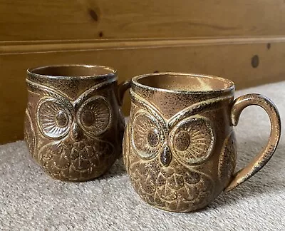 Buy Owl Mugs Vintage 1970s Studio Pottery Coffee Tea Mugs - Stoneware • 15£