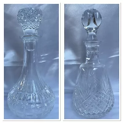 Buy Vintage Cut Glass Ships Decanter Clear Glass Whisky Brandy With Stopper • 20£