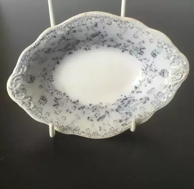 Buy W.H Grindley & Co. England. Antique Fern Blue & White Oval Ceramic Dish. • 8£