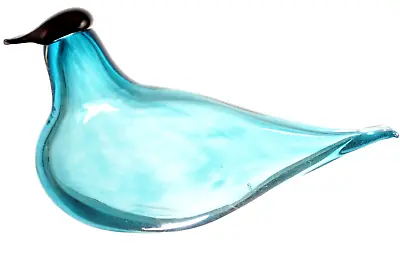 Buy MUURLA Art Glass Waxwing Bird Turquoise/ Black Hand Blown Finland New • 114.74£