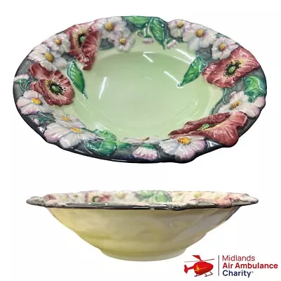 Buy Carlton Ware Bowl Floral 'Poppy And Daisy' Green Pink Large Heavy Salad Dish • 20£