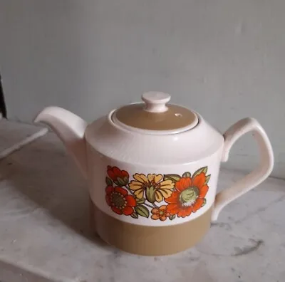Buy Sadler England  1970s KITSCH Retro Teapot, Olive Green & Orange. Good Condition  • 7.95£
