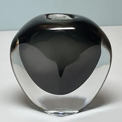 Buy Orrefors Nils Landberg Dusk Series Smoke Grey Sommerso Art Glass Vase ~ Signed • 101.11£