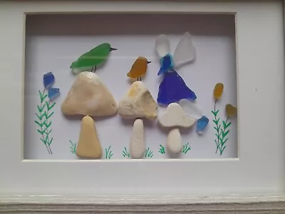 Buy Sea Glass  Framed Picture. Fairy. Toadstools.  Fairy Woods. Birds Flowers  • 20£