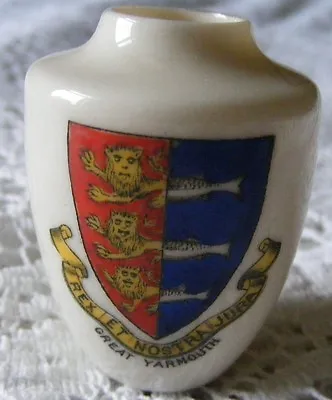 Buy Carlton Ware 1910   Great Yarmouth  Norfolk  Crested China  Miniature Vase Model • 14.99£