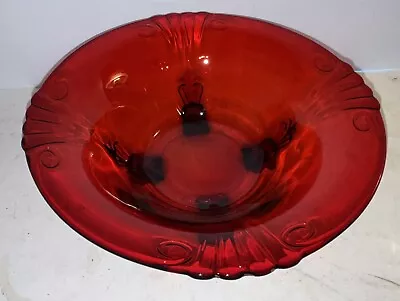 Buy Elegant FOSTORIA 2470 Aka Hugh Ruby Red Centerpiece  Console Glass • 95.55£