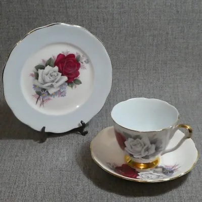 Buy Queen Anne Bone China England  Duet  Rose Cup Saucer Side Plate • 14.95£