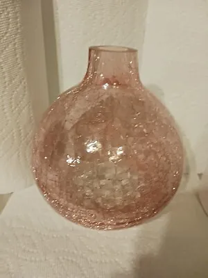 Buy Beautiful Crackle Pink Hand Blown Vase Stunning • 31.14£