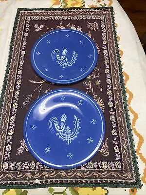 Buy Keraluc Quimper France 2 Blue Plate S Rooster Hand Painted Pottery French • 23.67£