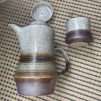 Buy Vintage Purbeck Pottery 'Portland'  Lidded Coffee Pot And Creamer Jug • 35£