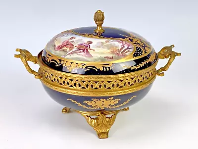 Buy Early 20th Ct French Sevres Style Porcelain Dish /Bowl With Hand Painted Scenes • 680.35£