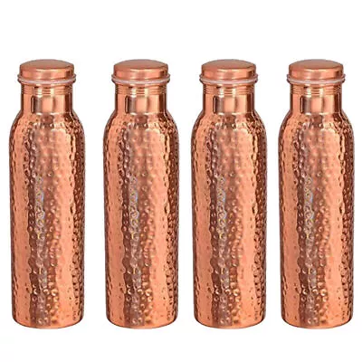 Buy Hammered Water Bottle Joint Free Copper Vessel Leak Proof Authentic 1000 ML 4PCS • 60.13£