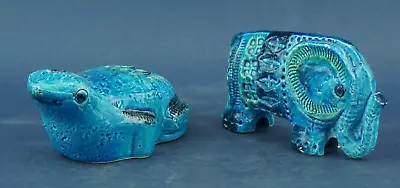 Buy BITOSSI A. LONDI Pair Of Italian Ceramic Blue Sculptures Midcentury Design Style • 285£