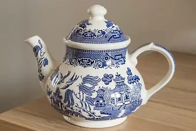 Buy Churchill 'Willow' Teapot- Vintage Blue & White Pottery- Beautiful Glossy GC • 15£