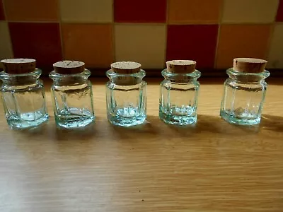 Buy Five Small Vintage Glass Pots With Cork Stoppers - Spices Etc. • 7.99£