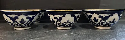 Buy 6  Vintage Uzbek Soviet Era Cobalt Blue Porcelain Tea Bowls/Russian/gild Gilt • 39.99£