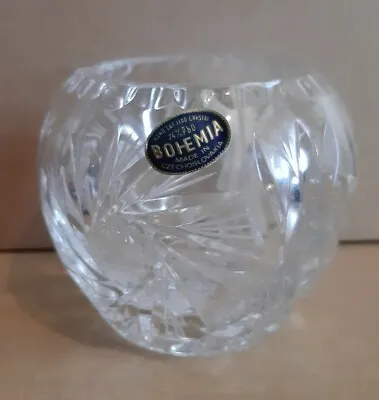 Buy Hand Cut Lead Crystal Bohemia Glass Pinwheel Design Bowl Vase Czechoslovakia • 9.99£