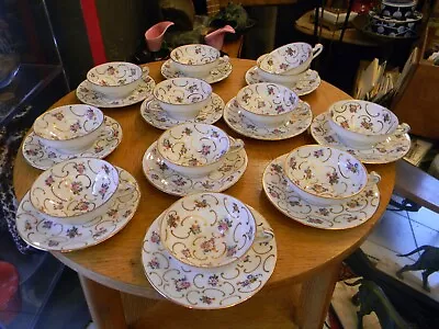 Buy Porcelain Art Deco Saucers Porcelain Limoges HT France Decor Hand • 283.99£