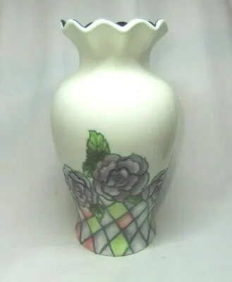 Buy Old Tupton Ware Vase Moorcroft Style Cream Purple Rose Floral Collectable • 19.99£