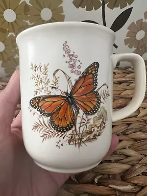 Buy Poole Pottery England Orange Blue Butterfly Mug Vintage Ceramic • 9£