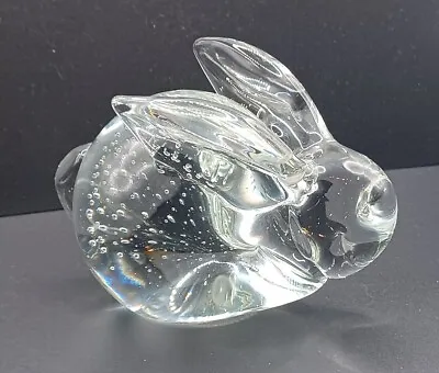 Buy Vintage Clear Art Glass Bunny Rabbit Paperweight Figurine Bullicante • 14.47£