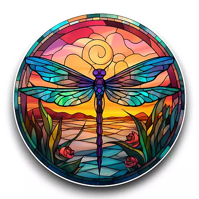 Buy Dragonfly Insect Stained Glass Window Effect Vinyl Sticker Decal 100x100mm • 2.59£