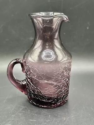 Buy Vintage Small 5  Heritage WV Hand Blown Amethyst Crackle Glass Pitcher • 14.45£