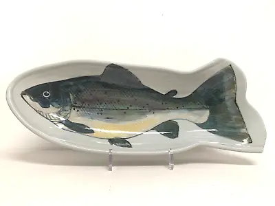 Buy 46.4cm Highland Stoneware Scotland Free Hand Painted Salmon Fish Serving Dish • 44.95£