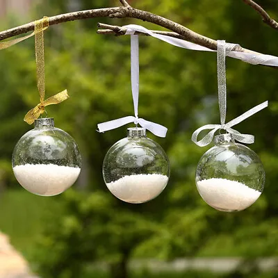 Buy Hanging 6/8/10cm Clear Fillable Sphere Glass Baubles Balls Wedding Decor Bauble • 5.95£