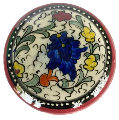 Buy Vtg. Turkish Kutahya Handmade Ceramic Trinket Jewelry Bowl Box Lid Hand Painted • 19.20£