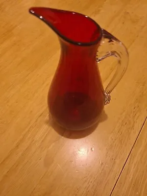Buy Vintage Cranberry Red Glass Jug Milk Jug • 6£