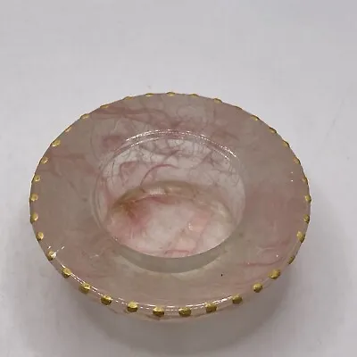 Buy Vintage Pink Textured Parchment Covered Glass Tealight Holder • 8£