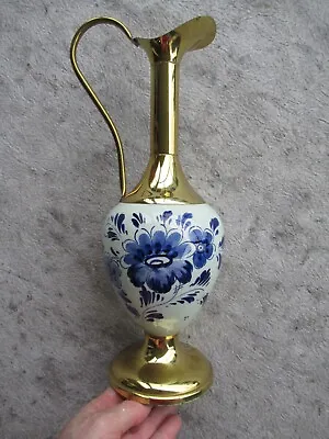 Buy Handpainted Delftware With Brass Accents Pitcher #2229 From Holland  • 22.70£