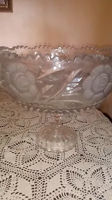 Buy Cristal Rose Footed Bowl . Beautiful Clear And Stained Rose Serving Bowl  • 144.11£