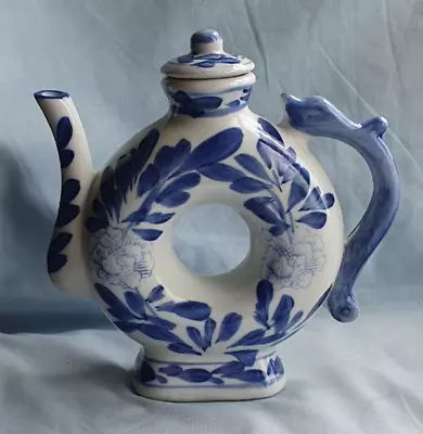 Buy Vintage Blue & White 7  Donut Tea Pot - Made In China #111 • 4.99£