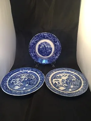 Buy Antique Vintage Willow Ware Plates One Maybe Swansea Blue Transfer Ware • 22£