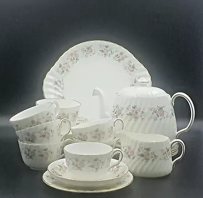 Buy Minton 'Spring Bouquet' Tea Cups/Saucers/Plates With Tea Pot/Tea Set For 6-1st • 199.90£