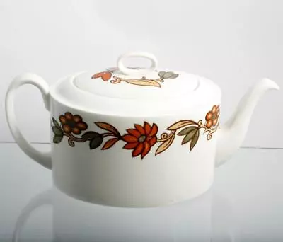 Buy Wedgwood Art Nouveau Teapot Susie Cooper Bown Orange Flowers Vintage Porcelain E • 37.92£