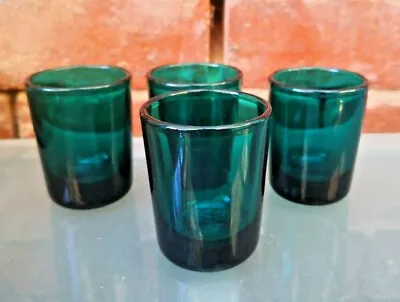 Buy 4 Mid Century Vintage Scandinavian Small Emerald Glasses 6.5cms Pos Kaj Franck • 48.99£