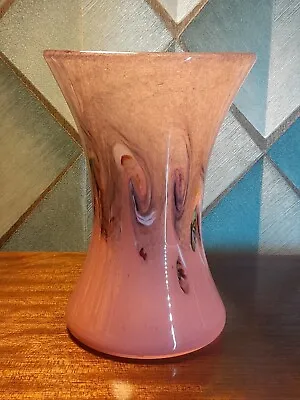 Buy Monart/Vasart/Strathearn Perthshire Scottish Glass Pink/Black Vase 7.5 Inch • 64.99£