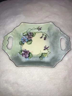 Buy Floral Dish Antique Bavarian China Hand Painted Dish With Handles, Signed E.mach • 4.74£