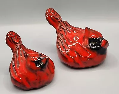 Buy Hand-Made / Hand-Painted Pottery Cardinal Birds *SET OF 2* Artist Signed • 24£