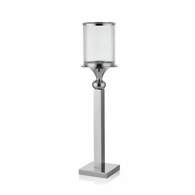 Buy Silver & Glass Tall Candle Holder • 125£