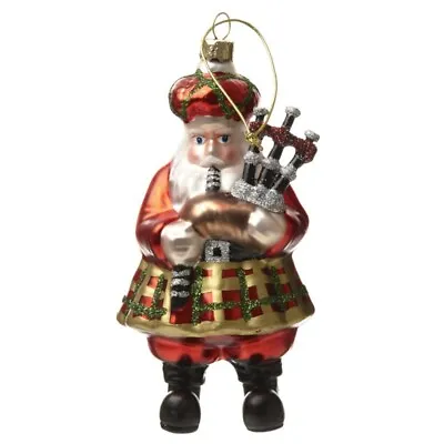 Buy Scottish Santa With Bagpipes Glass Christmas Tree Novelty Decoration Ornament • 10.49£