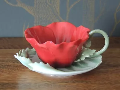 Buy Vintage Franz Porcelain Red Poppy Cup & Saucer By May Wei Kuei-Mei FZ00799 • 70£