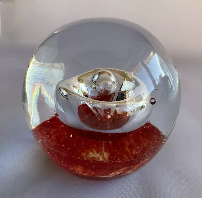 Buy Ruby And Bubble Crystal Glass Paperweight • 6.75£
