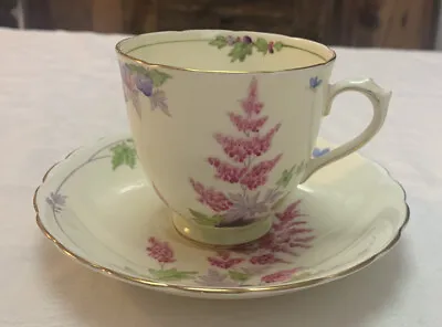 Buy Tuscan Plant Astilbe Pattern Beautiful Art Deco Hand Painted Tea Cup & Saucer • 24.95£