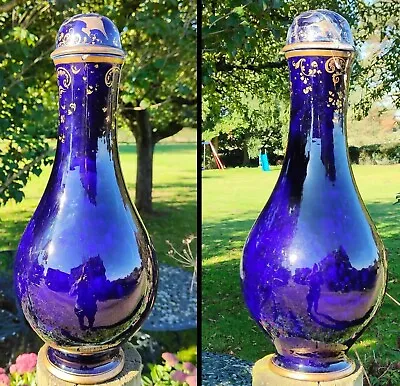 Buy Antique 1846 Pair Of Thomas Sneyd Pottery Hanley Bulbous Vases Cobalt Blue Gold • 140£