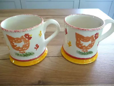 Buy 2 NEW Vintage Laura Ashley Hens Mugs Date 1995 Unused Hand Decorated  Made In UK • 10£